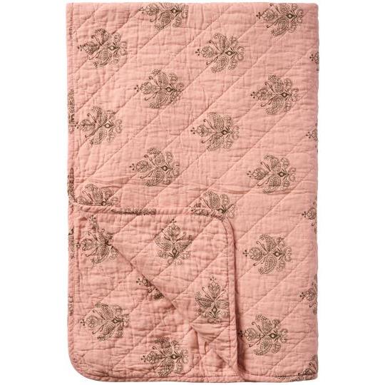 Quilt rosa mit dunkelgrauem Blockmuster