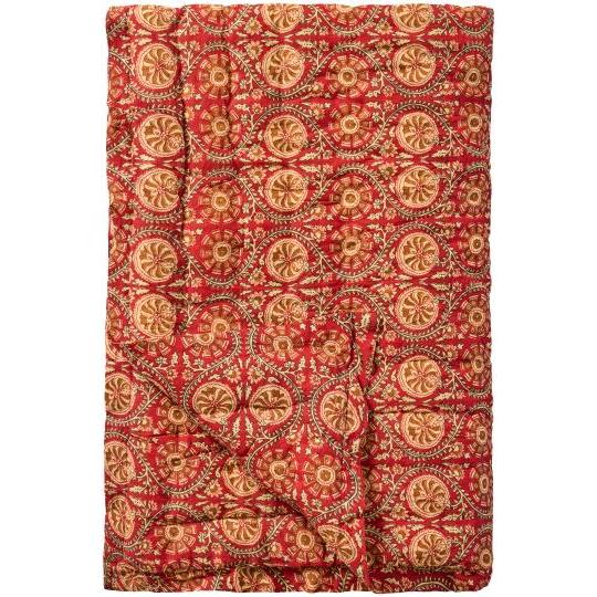 Quilt Bella rot mit erdtonigem Muster