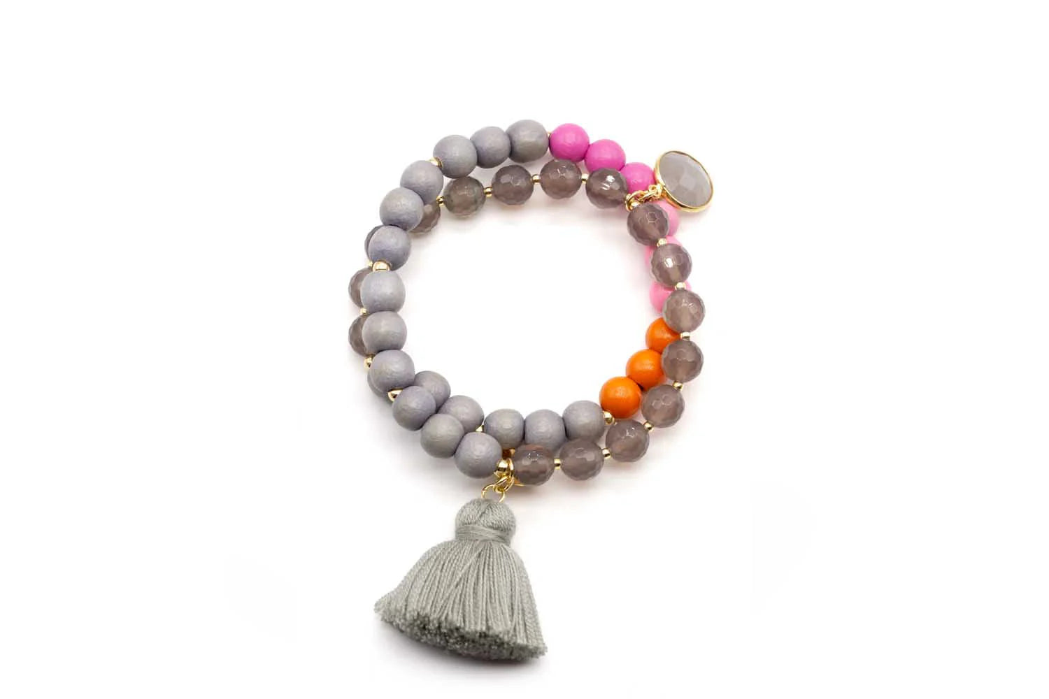 Armband - Mala Twin Grey Berry