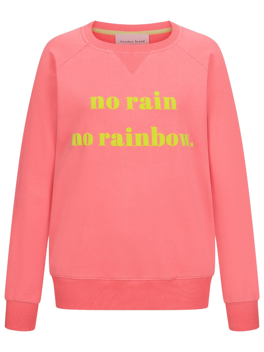 Sweatshirt - no rain no rainbow koralle